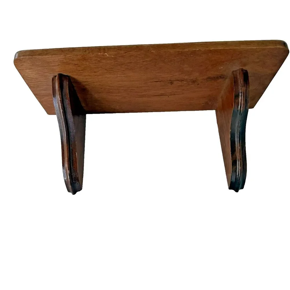 VTG Wood Accent Wall Shelf Curved Brace Plate Rest Groove Cottagecore MCM 12 in
